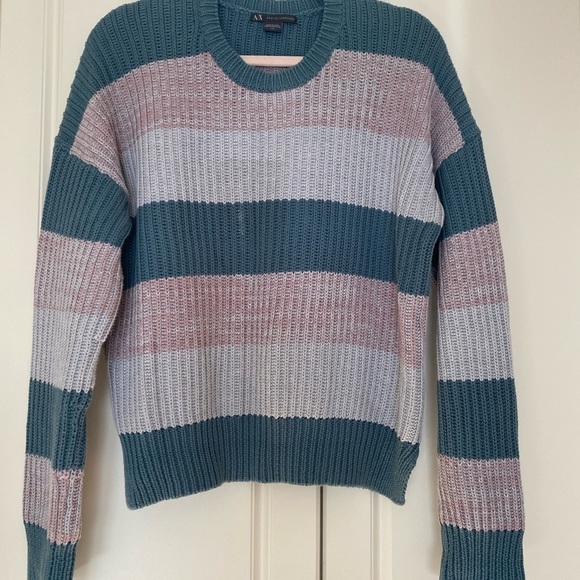 ARMANI EXCHANGE MULTI -COLOURED STRIPED SWEATER Sz L - Picture 1 of 9